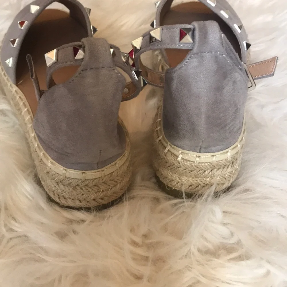 ⤵️Bella Marie Eliz Grey Suede Espadrilles